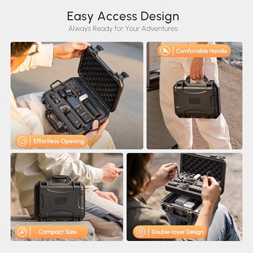 STARTRC PHOTO Osmo Pocket 4 Hard Shell Suitcase, Double-Walled Waterproof Bag for DJI Pocket 4 Creative Combo Accessories, Multifunctional Storage Bag with Large Capacity (Bag Only)