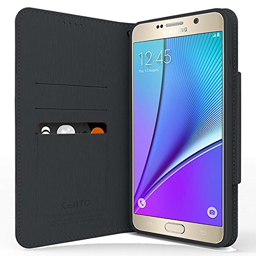 image for Galaxy Note 5, Cellto PU Leather Wallet Case [Stand Feature] Kickstand