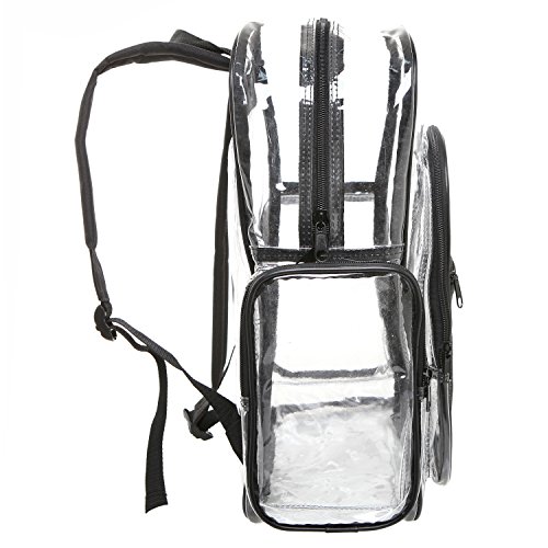 MGgear Clear Transparent PVC School Backpack/ Outdoor Backpack with Black Trim