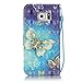 Galaxy S6 edge Case, Firefish Kickstand Card Slots Cash Holder Dual Layer Impact Resistant Case Cover with Wrist Strap Magnetic Snap Closure for Samsung Galaxy S6 edge-Butterfly