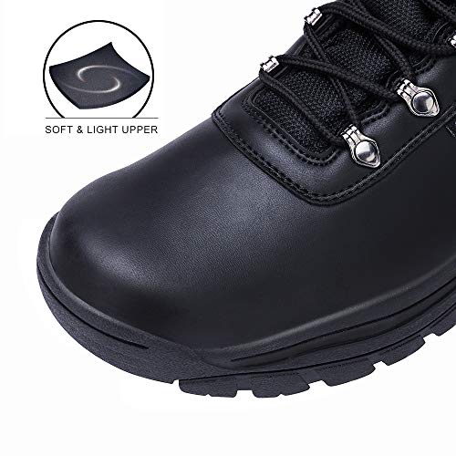 CAMEL CROWN Mens Hiking Boots Mid Ankle Boot for Trail Outdoor Backpacking Trekking Rubber Sole Black