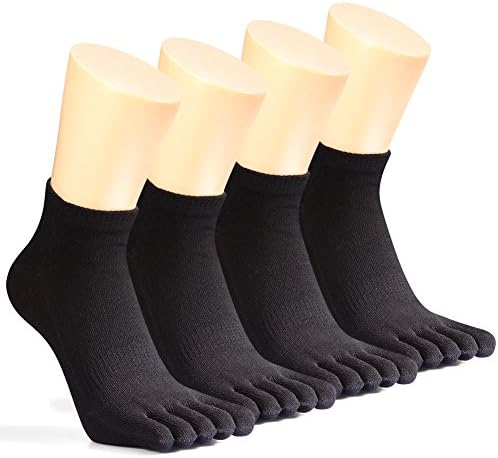Vwell Toe socks Cotton Running Five Finger Socks For Men Women Sport Socks 4 Pairs,Size 7-11