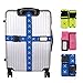 Wuudi Heavy Superior Strength Extra Long Cross Luggage Strap Suitcase Travel Belt Travel Tags Accessories (Bule)