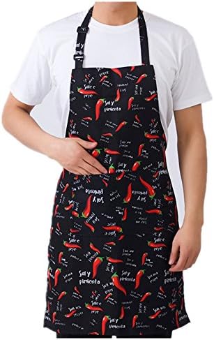 Xerhnan Chef Apron with Pockets , Men &amp; Women Bib Apron for Cooking, Baking, Crafting, Gardening, BBQ （2 Pcs）Small pepper