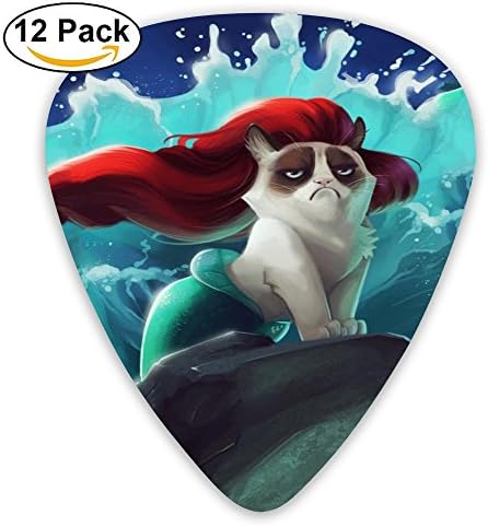 LLGUITAR Red Hair Cat Mermaid Guitar Picks 12pack Celluloid Plectrum Custom 0.46mm/0.71mm/0.96mm For Electric Acoustic Guitars Bass Best Stocking Stuffer Gifts For Kids Teens Adults