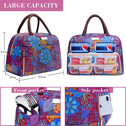 Lunch Bags For Women,Insulated Lunch Box Tote Bag Lunch Organizer Lunch Holder For Men/Beach/Party/Boating/Office/Fishing/Picnic (Purple)