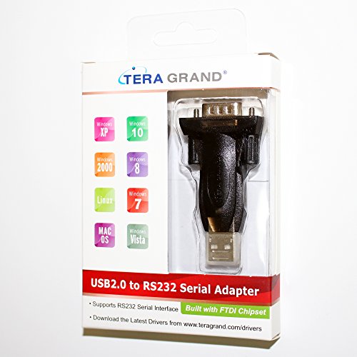 Tera Grand - Premium USB 2.0 to RS232 Serial DB9 Adapter - Supports Windows 10, 8, 7, Vista, XP, 2000, 98, Linux and Mac - Built with FTDI Chipset