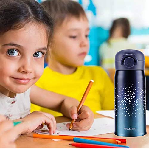 EsOfficce Water Bottle Thermoses Starry Sky, Stainless Steel Vacuum Insulated Keep Hot and Cold Thermal Flask,Leak Proof BPA Free Thermal Cups for Kids Adult Office School Indoor Outdoor,12oz, Blue