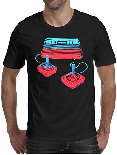 Men's O-Neck Short Black T-Shirts Atari-Classic-Console-with-Controllers tee Shirt Printing
