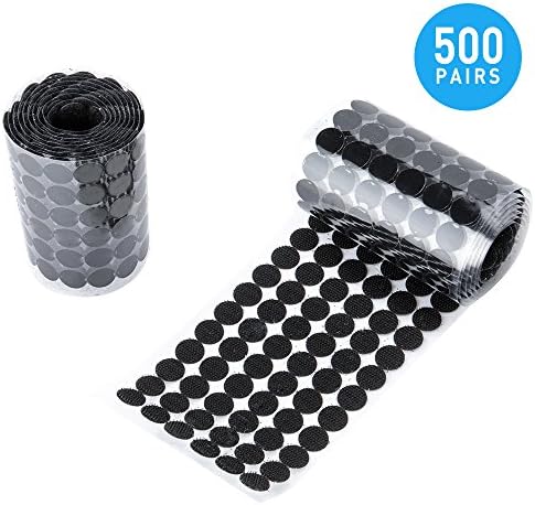 3/4" Diameter 1000 Pcs(500Pairs) Sticky Back Coins，Qxcynsef 20mm Diameter Round Dots Tapes Fasteners Sticky Glue Fastener,Perfect for Office, School,Home (20mm, Black)