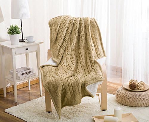 Luxury Cotton Cable Knit Throw Blankets, Bed Blanket by Bedsure-100% Plush Microfiber Warm/Cozy/Fluffy, Lightweight and Easy Care, Couch Blanket, 47x71 Inches Maxing Color-Megach