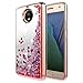 Moto G5S Plus w/[Tempered Glass Screen Protector], NageBee Glitter Liquid Quicksand Waterfall Flowing Shiny Sparkle Bling Girls Cute Case for Motorola Moto G5S Plus - Electroplate Rose Gold