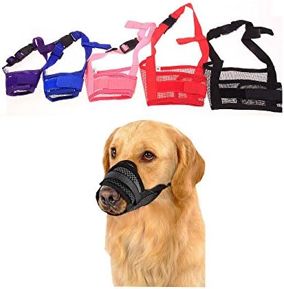 Dog Mouth Cover Adjustable Mesh Pet Dog Muzzle for Biting (S, Black)