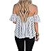 Lisingtool Women's Off Shoulder Stripe Casual Blouse Shirt Tops