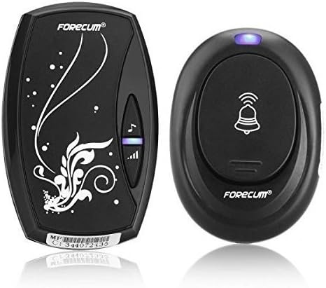 Wireless Doorbell Kit, 1 Receiver Chime &amp; 1 Push Button With 36 Melodies, 4 Volume Levels and LED Flash, Operating at 500 Feet / 150 Meters Range,Battery Powered (Black)