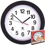 Black Backwards Wall Clock, Runs Counterclockwise and Reverse