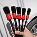 Detailing Brush Set - 5 Different Sizes Natural Hair Mixed Fiber Plastic Handle Automotive Detail Brushes for Cleaning Wheels Car, Engine, Interior