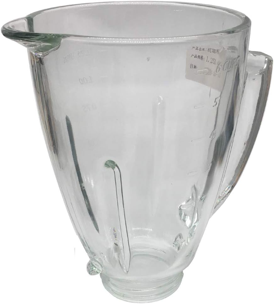 Joystar 6-Cup dishwasher safe glass jar,Compatible with oster Blenders 006803-000-NP0; 006803-000-N01; 006811-C00-NP0; 006811-C00-N01; 006843-000-NP1; 006844-000-NP1; 006844-000-N01