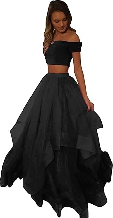 two piece black formal dress