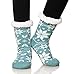 Dosoni Womens Slipper Fuzzy Socks Non Slip Winter Warm Soft Fluffy Cozy Fleece Lining Home Socks Snowflake Green