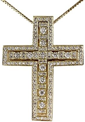 ダイヤモンド ダイヤ イエローゴールド K18 メイルオーダー クロス ペンダント 18k ネックレス メンズ 3way