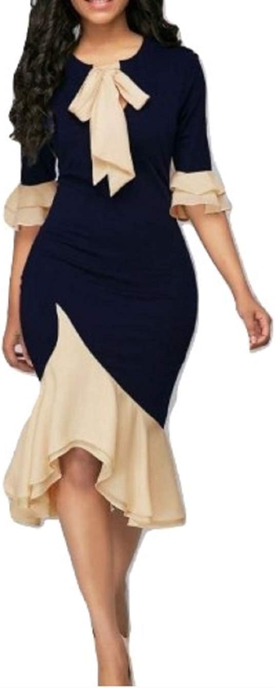 blue dress with ruffles at the bottom