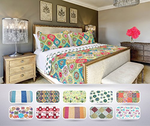 The CONNECTICUT HOME COMPANY Luxury Quilt Collection, Reversible, 3-Piece Set, Top Choice by Decorators, Many Sizes and Patterns, All Season Weight, Machine Washable (Savannah - King)