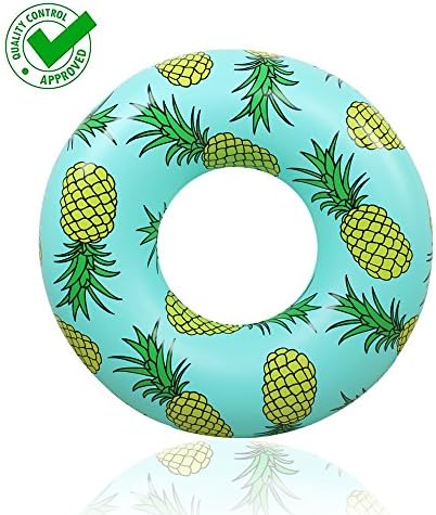 Eastro Pool Float Swimming Rings Giant Pineapple Inflatable Rafts for Adults and Kids,51" Summer Holiday Party Vacation Green and Yellow Beach Water Toys Swim Float for Friends