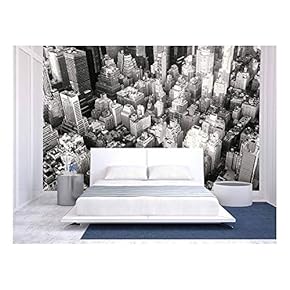 Black and White Urban Landscape of New York City - Removable Wall Mural | Self-Adhesive Large Wallpaper - 66x96 inches