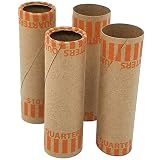 J Mark Burst Resistant Preformed Quarter Coin Roll Wrappers, Made in USA, 60-Count Heavy Duty Cartridge-Style Coin Roller Tubes, Includes J Mark Coin Deposit Slip