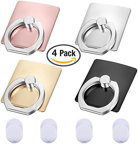 Phone ring stand holder 4 package Metal Finger Grip Stand Holder Ring,Car Mount 360°Rotation Phone Ring Grip for Samsung Galaxy iphone Tablet PC Smartphone phone ring stent (Square 1)