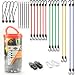 Wellmax Bungee Cords Hook Assortment Jar, 24 Piece Set with Canopy Ties Plastic Coated Metal Hooks