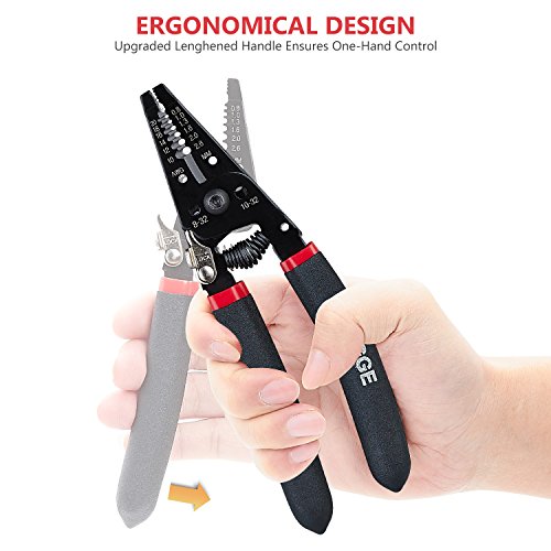 WGGE WG-013 Wire Stripper and Cutter 7'',Cuts, strips wire and loops 10-20 AWG Solid and (0.8-2.6mm) Stranded - Thumbnail 3