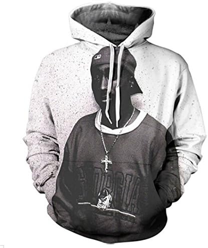 SWAG Hoodies Tupac Printed 3D Sweatshirt Hip Hop Sportswear Tracksuit, XL