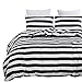 Vaulia Microfiber Duvet Cover Set, White and Black Stripe Pattern - King Size 3-Piece Set, 1 Duvet Cover 2 Pillow Shams