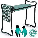 Garden Kneeler And Seat - Protects Your Knees, Clothes From Dirt & Grass Stains - Foldable Stool For Ease Of Storage - EVA Foam Pad - Sturdy and Lightweight - Bench Comes With A Free Tool Pouch!