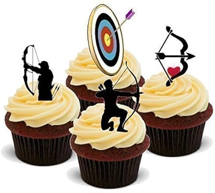 Pack Of 12 Archery Target Rice Paper Cupcake Toppers Decorations