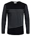 Yong Horse Men's Summer Contrast Color Stitching Crew Neck Long Sleeve Basic T-Shirt Top