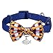 Blueberry Pet Timeless Navy Blue Breakaway Adjustable Chic Fish Print Handmade Bow Tie Cat Collar with European Crystal Bead on Fish Charm, Neck 9