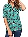 ANGVNS Women Loose V Neck Half Sleeve Chiffon Top, Lake Blue 2, XL