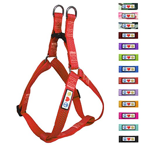 Pawtitas Pet Soft Adjustable Step-In Reflective Puppy / Dog Harness Medium / Large 3/4 Inch Red