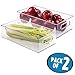 mDesign Storage Bin (2 Pack) - Strong Clear Plastic Fridge Organizer - BPA Free Vegetable Tray - Clear