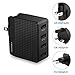 Pisen USB Wall Charger 4-Port Fast Charging international travel adapter US UK EU Plug 20W/5V 4A Total Output for iPhone, iPad, Samsung Galaxy, Nexus, Tablets and Android Smartphones - Black