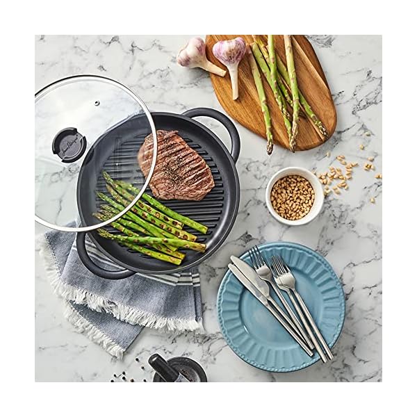 Jean-Patrique-The-Whatever-Pan-Cast-Aluminium-Griddle-Pan-with-Glass-Lid-106-Diameter-Induction-Compatible-Non-Stick Jean-Patrique The Whatever Pan Cast Aluminum Griddle Pan for Stove Top - Lighter Than Cast Iron Skillet Pancake Griddle…