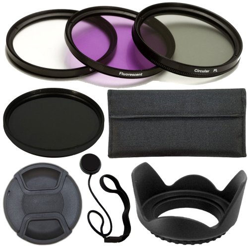 PLR Optics 52MM Professional Lens Accessory Kit - Includes: Filter Kit (UV, CPL, FLD, ND9) + Carry Pouch + Tulip Lens Hood + Snap-On Lens Cap + Cap Keeper Leash For The Nikon D5300, D5000, D3000, D3200, D5100, D5200, D3100, D7000, D7100, D4, D800, D800E,  - Thumbnail 7