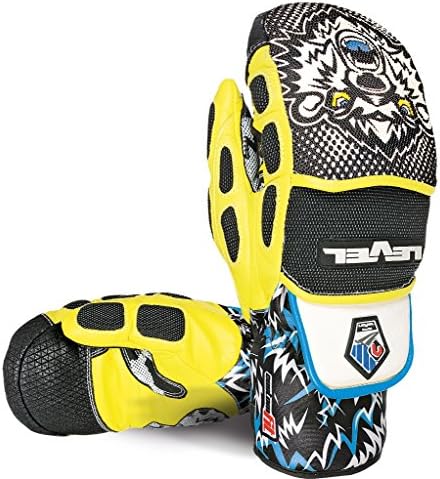 Level WorldCup CF Ski Racing Mittens, Black/Yellow (Large (9.0in))