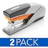 Swingline Stapler, Optima 25, Full Size Desktop Stapler, 25 Sheet Capacity, Reduced Effort, Orange/Gray, 2 Pack (S7066402AZ)