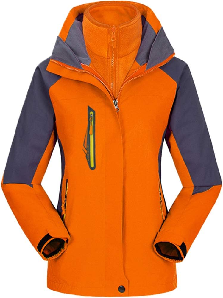 Amxiway Women's Mountain Waterproof Windproof Fleece 3 in 1 Jacket Ski Hooded Rain Coat
