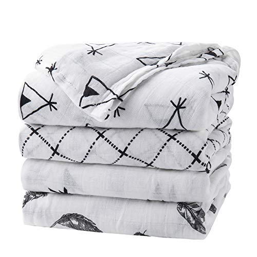 upsimples Baby Swaddle Blanket Unisex Swaddle Wrap Soft Silky Bamboo Muslin Swaddle Blankets Neutral Receiving Blanket…