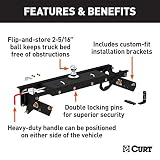 CURT 60720 Double Lock Gooseneck Hitch with Flip-and-Store Ball, 30,000 lbs., 2-5/16-Inch Ball, Fits Select Ford F-250, F-350 Super Duty, F-450 Super Duty